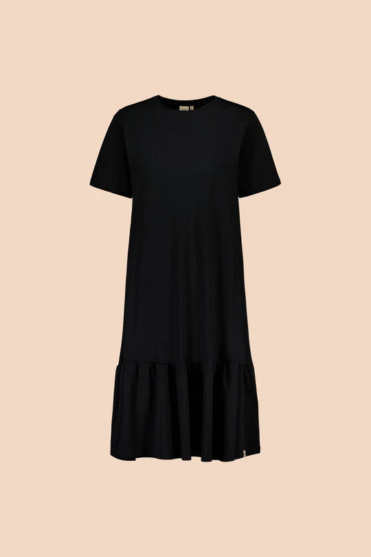 Kaiko Ruffle T-shirt Dress, Black