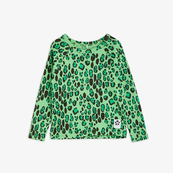 Mini Rodini Leopard raglan ls tee, green