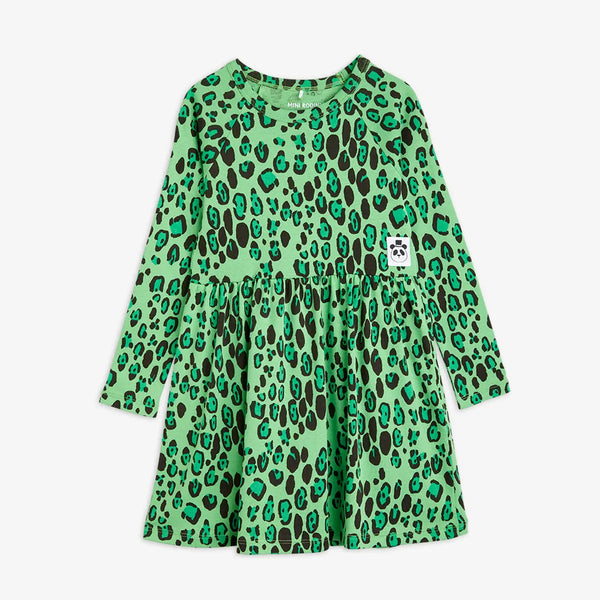 Mini Rodini LEOPARD LONG SLEEVE DRESS green