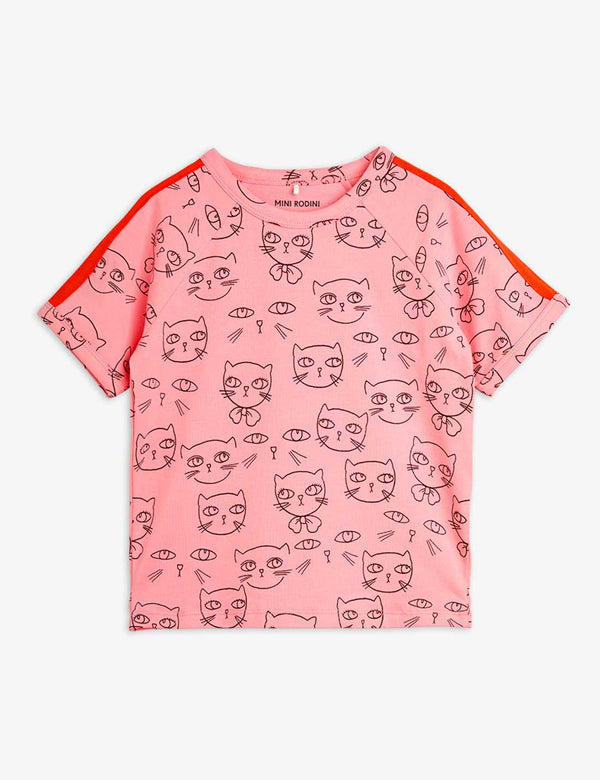 Mini Rodini Cathlethes aop ss tee pink