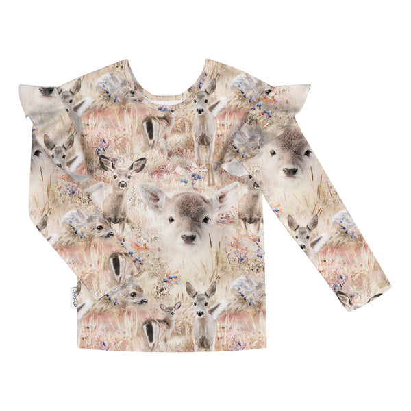 GUGGUU Print Frilla Shirt, Autumn Deer