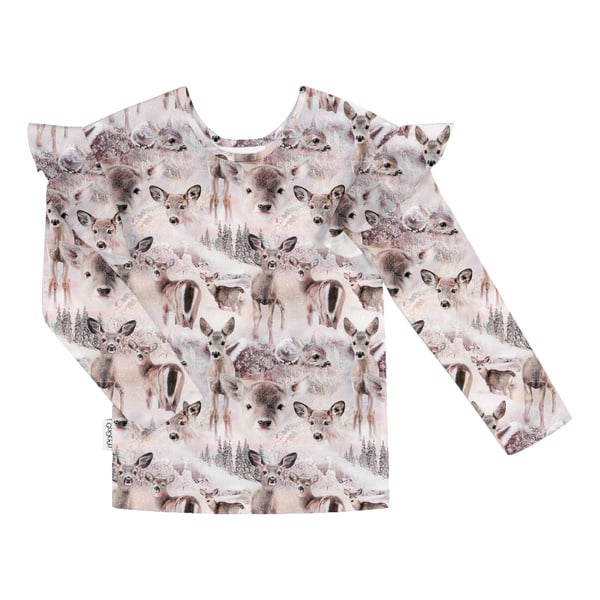 GUGGUU Print Frilla Shirt Pinkdeer