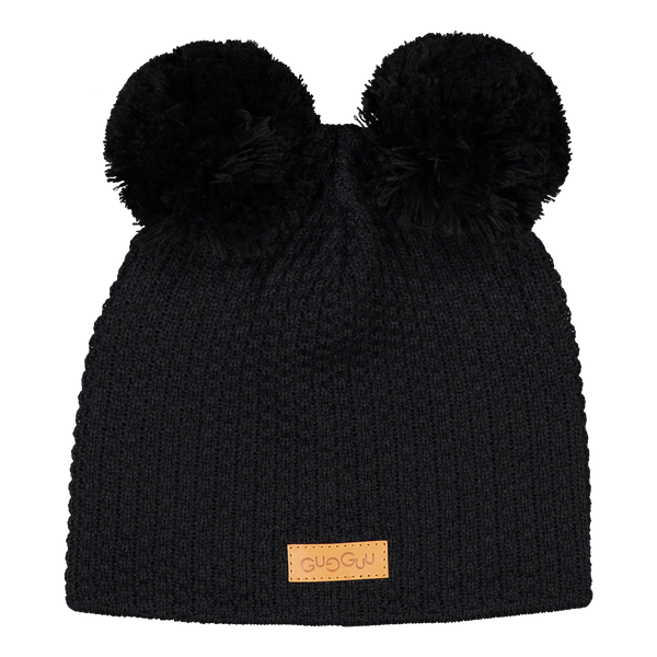 GUGGUU Merino Double Tuft Beanie Black