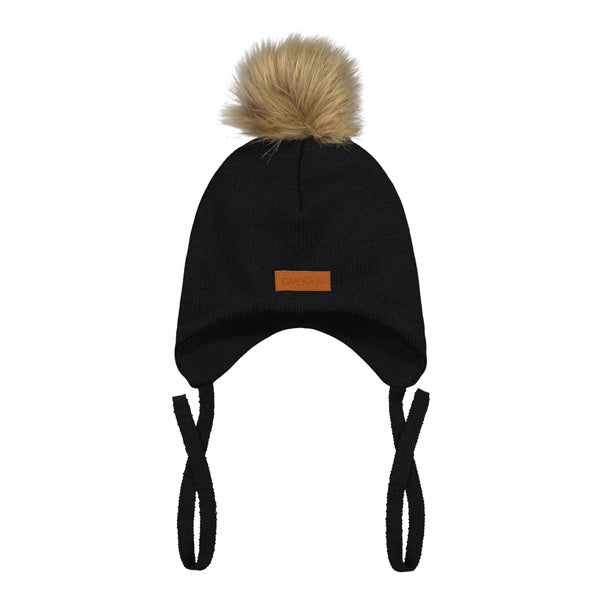 GUGGUU Merino Furry Baby Beanie Black