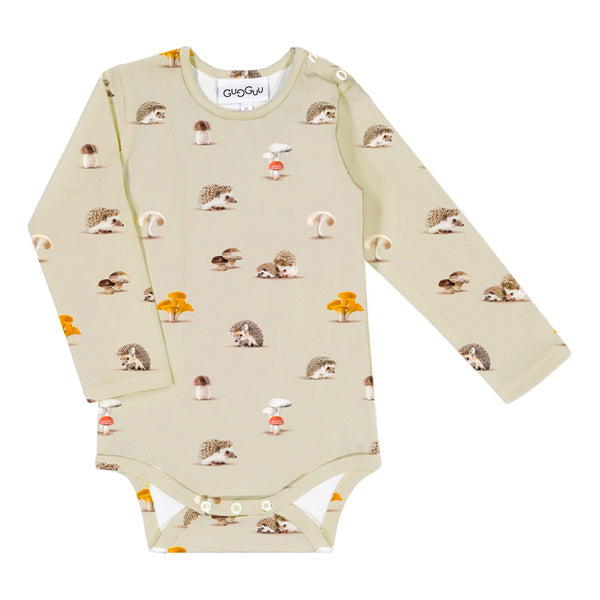 GUGGUU Baby Print Bodysuit, Mushroomhedgehogs