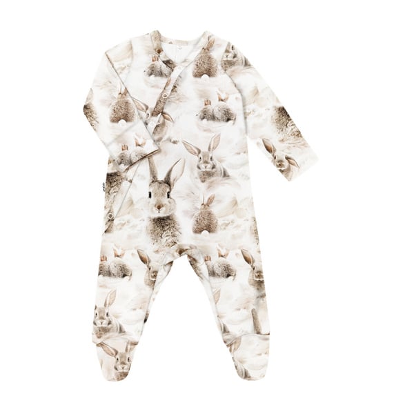 GUGGUU Baby Print Full Bodysuit, Bunnybed