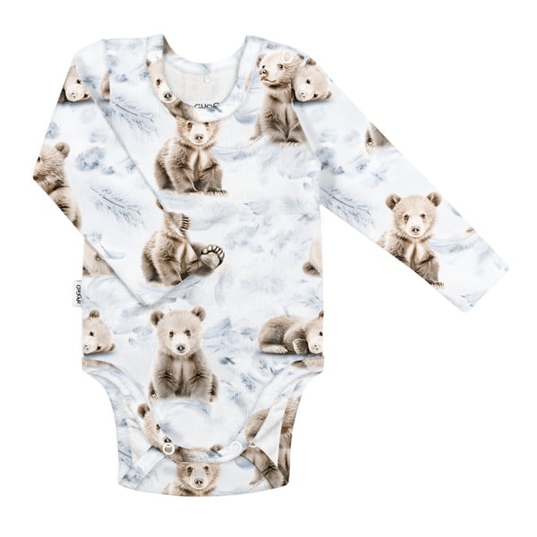 GUGGUU Baby Print Rib Body, Softteddy