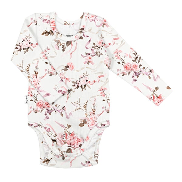 GUGGUU Baby Print Rib Body, Ribbonflower