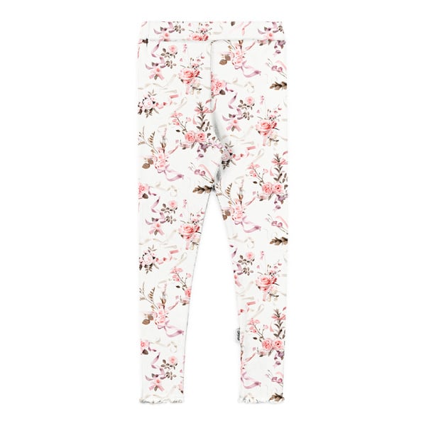 GUGGUU Baby Print Rib Leggings, Ribbonflower
