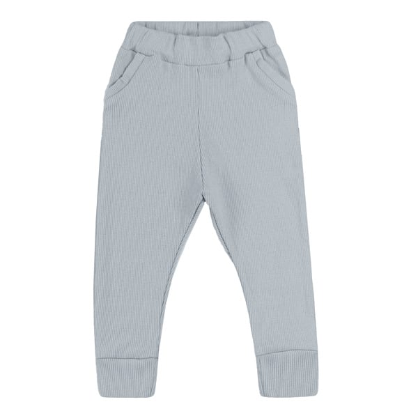 GUGGUU Baby Rib Pants, Stone Mist
