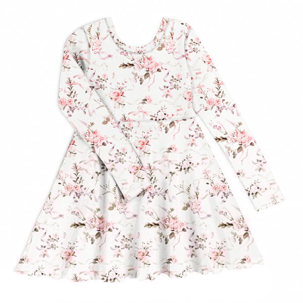 GUGGUU Classic Print Rib Dress, Ribbonflower