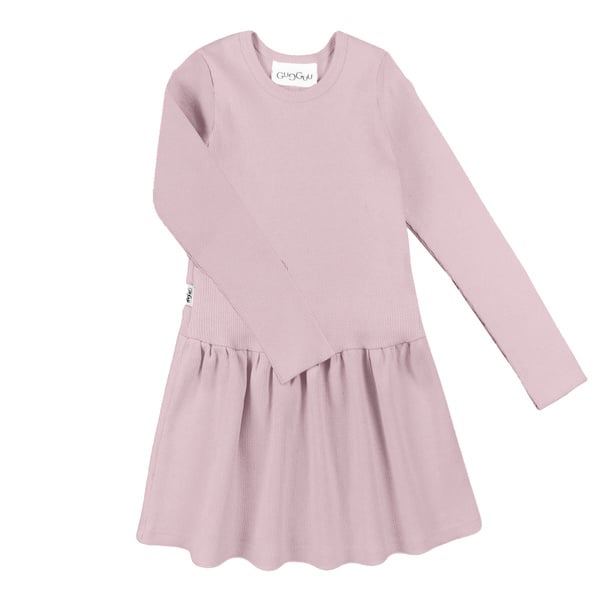 GUGGUU Classic Rib Long Sleeve Dress, Lavender Haze