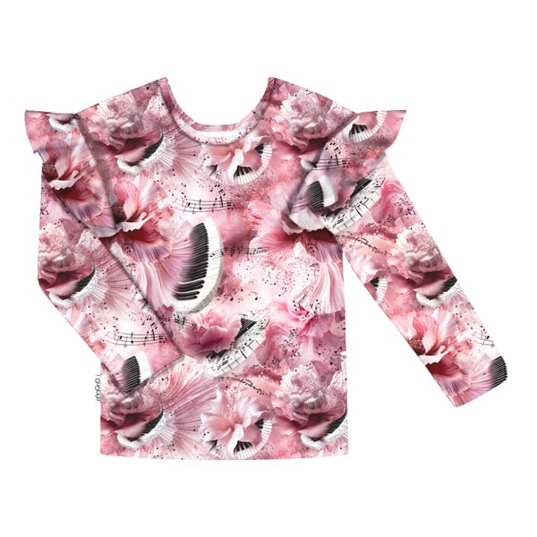 GUGGUU Print Frilla Shirt, Musicflower