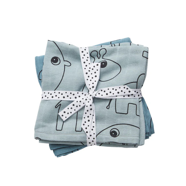 Done By Deer Burp cloth 2-pack - Contour - Blue