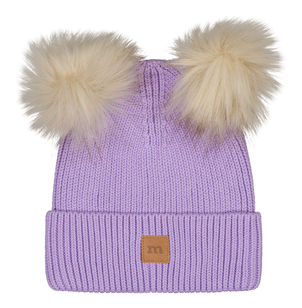 Metsola COTTON KNIT DOUBLE FUR POM BEANIE LILY