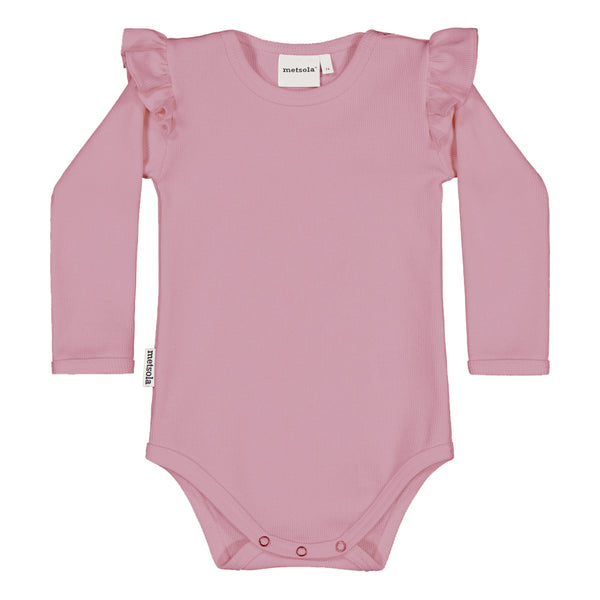 Metsola RIB FRILLA BODY LS ROSY
