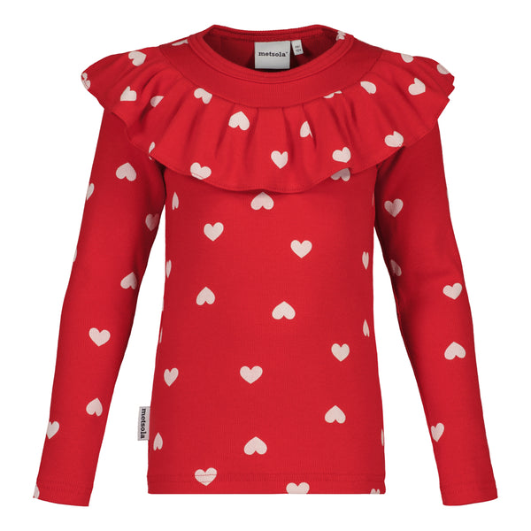 Metsola RIB RUFFLE COLLAR SHIRT LS, HEART SONG