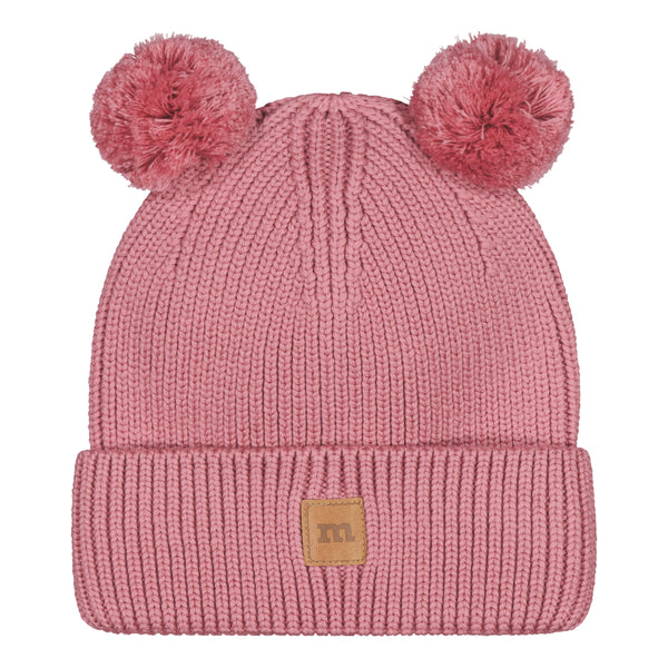 Metsola Merino Knitted pom pom beanie Rosy