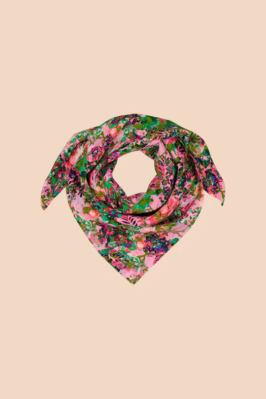 Kaiko Square Scarf, Blooming Forest Bright