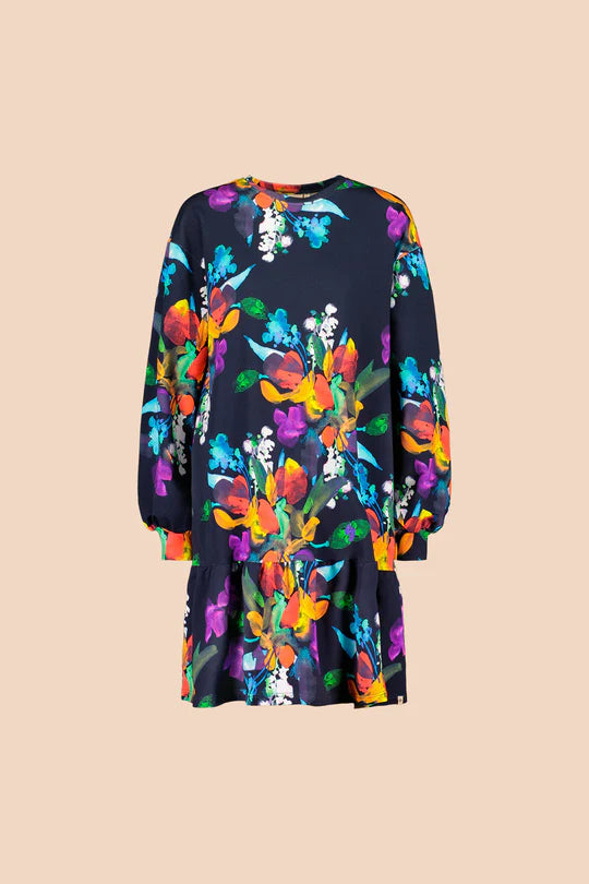 Kaiko Ruffle Sweatshirt Dress, Bouquet