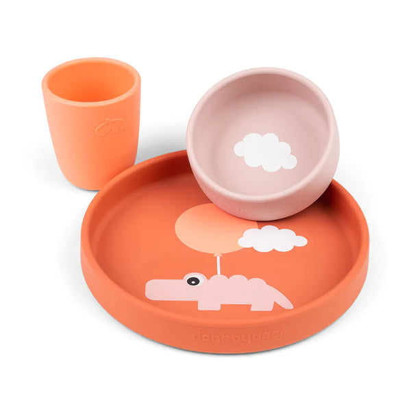 Done by deer Silicone dinner set, Happy clouds Papaya
