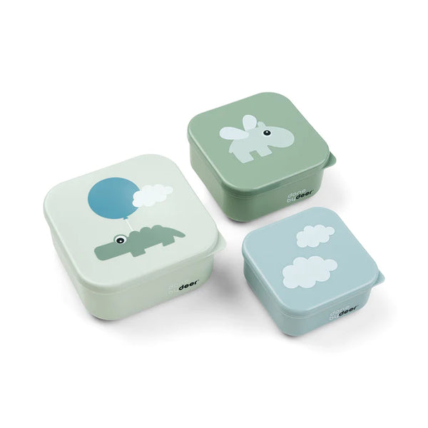 Done By Deer Snack set of 3 boxes, Happy clouds Green