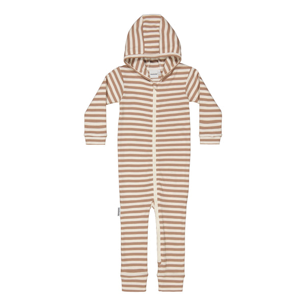 Metsola STRIPED RIB PLAYSUITE, MUDDY BOOTS/CREAMY