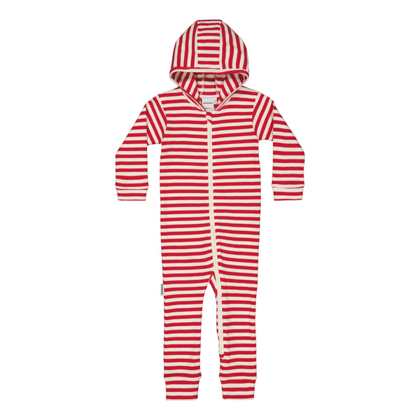 Metsola STRIPED RIB PLAYSUITE, POPPY/CREAMY