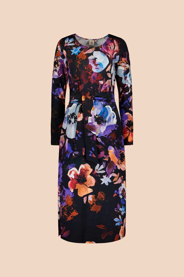 Kaiko Midi Belted Dress, Black Anemone