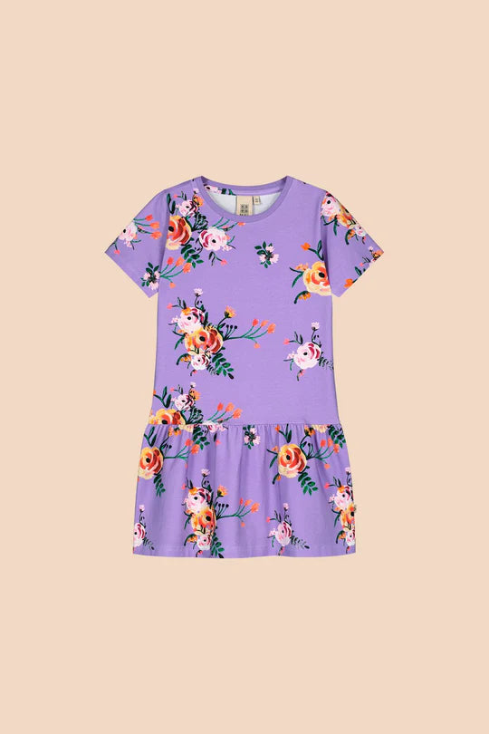 Kaiko Frill T-shirt Dress, Lavender Bloom