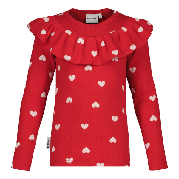 Metsola RIB RUFFLE COLLAR SHIRT LS HEART SONG POPPY