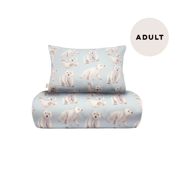 Metsola POLAR BEARS ADULT DUVET COVER SET ICY BLUE