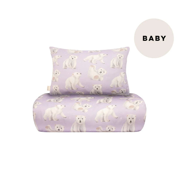 Metsola POLAR BEARS BABY DUVET COVER SET ICY LILAC