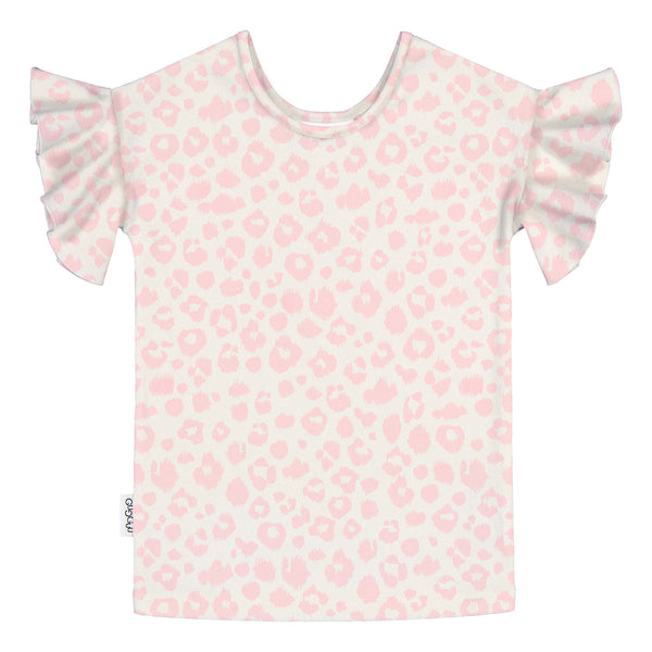 GUGGUU Print smoc T-shirt Pink leo