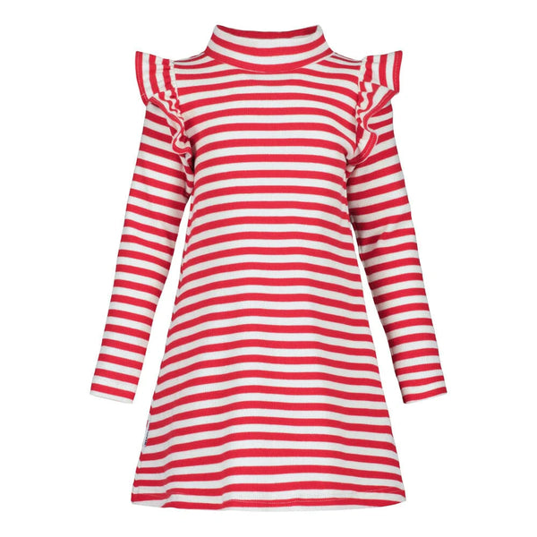 Metsola STRIPED MOCK NECK RIB DRESS LS POPPY