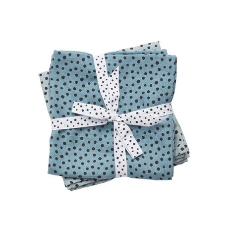 Done By Deer Burp cloth 2-pack Happy dots Blue